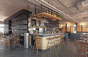 modern restaurant interior design. 3d rendering concept
