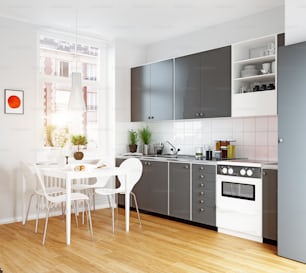 modern cozy kitchen interior. 3d rendering design concept