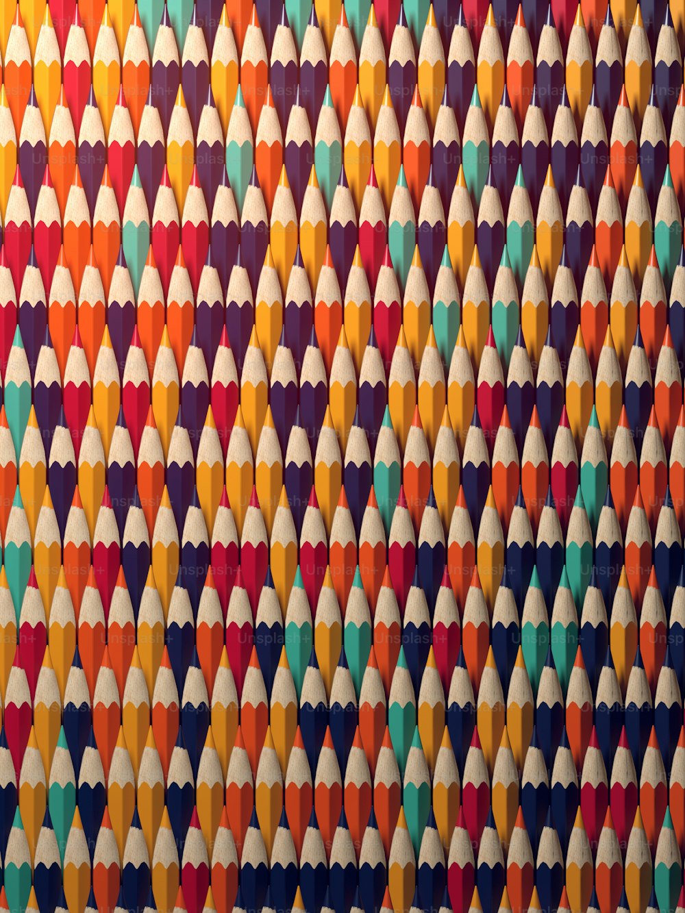 Sfondo di matite colorate per la creatività da vicino. Sfondo del modello di design per il ritorno a scuola. Rendering 3D