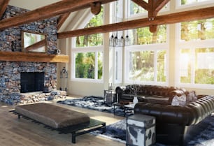modern luxury house interior. 3d rendering design