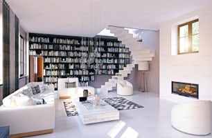 modern living interior. 3d rendering concept design
