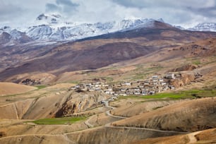 Kibber village in Himalayas in Spiti Valley, Himachal Pradesh, India