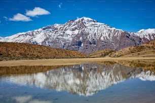 Dhankar See im Himalaya. Spiti Valley, Himachal Pradesh, Indien