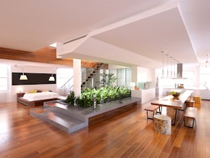 3d render of modern luxury house interior