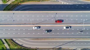Aerial view car on highway road traffic for transportation concept background.
