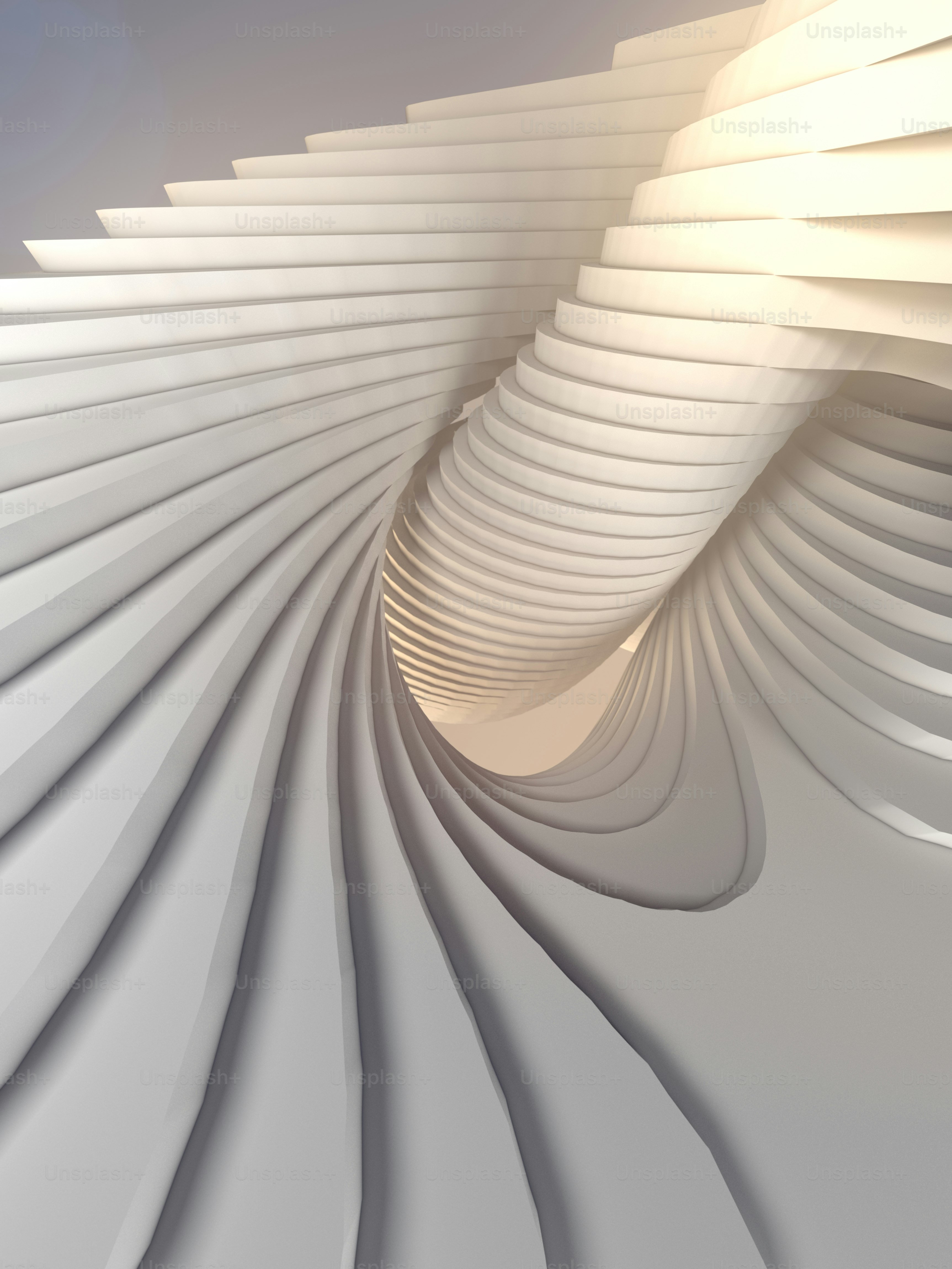 흰색 줄무늬 건축 미래 패턴 배경입니다. 3d 렌더링 그림