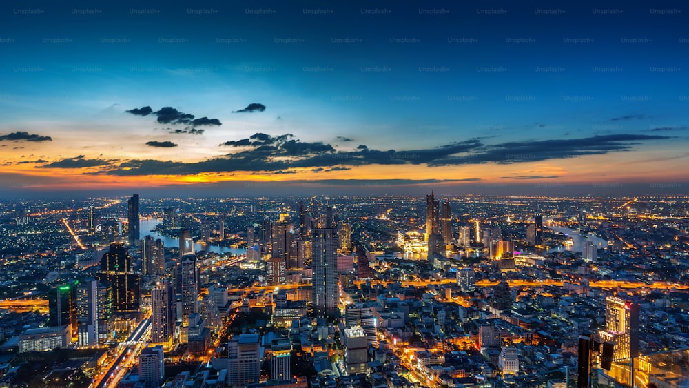 Vista aérea da paisagem urbana de Banguecoque, Tailândia