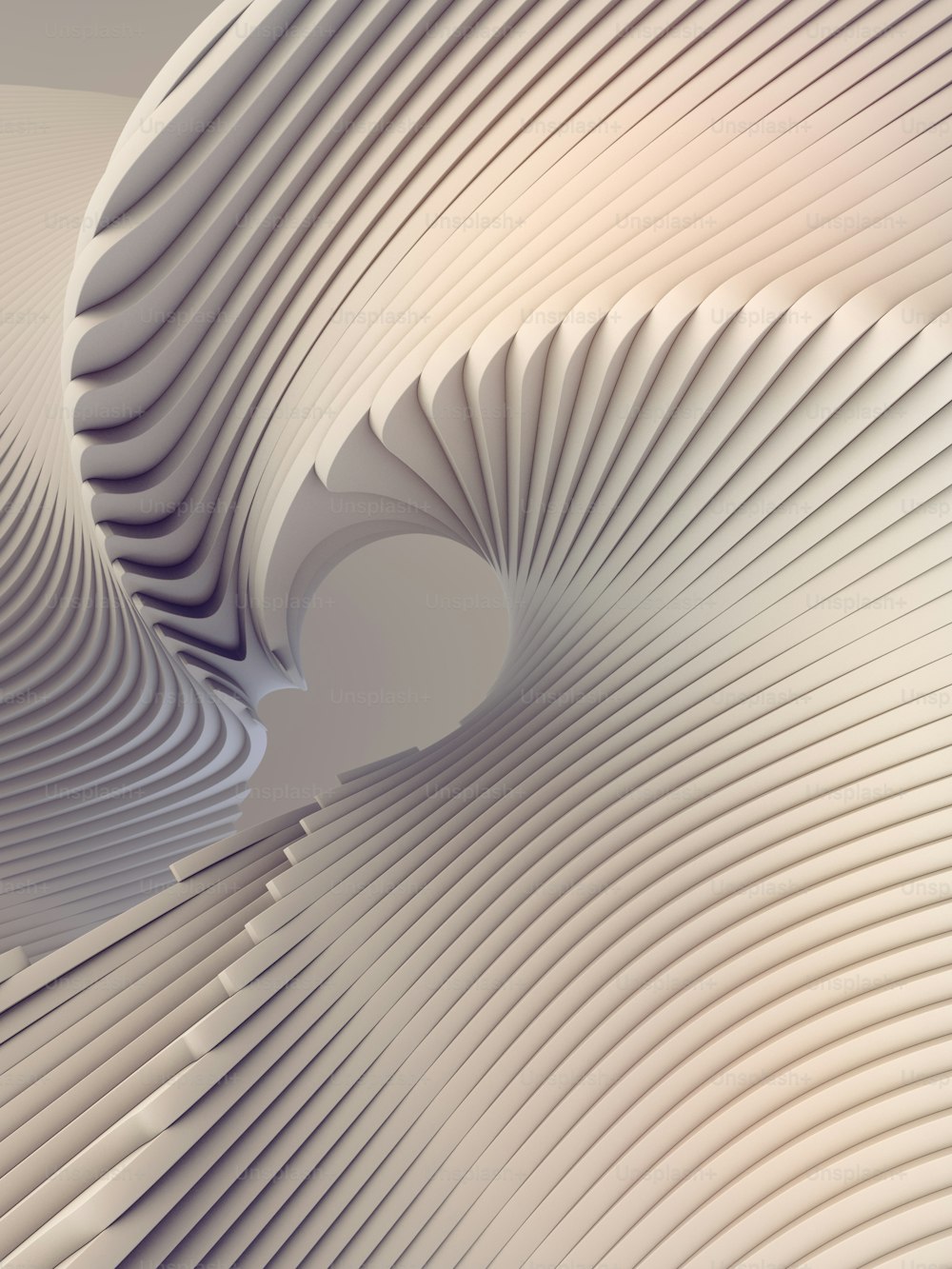 White stripe architectural futuristic pattern background. 3d render illustration