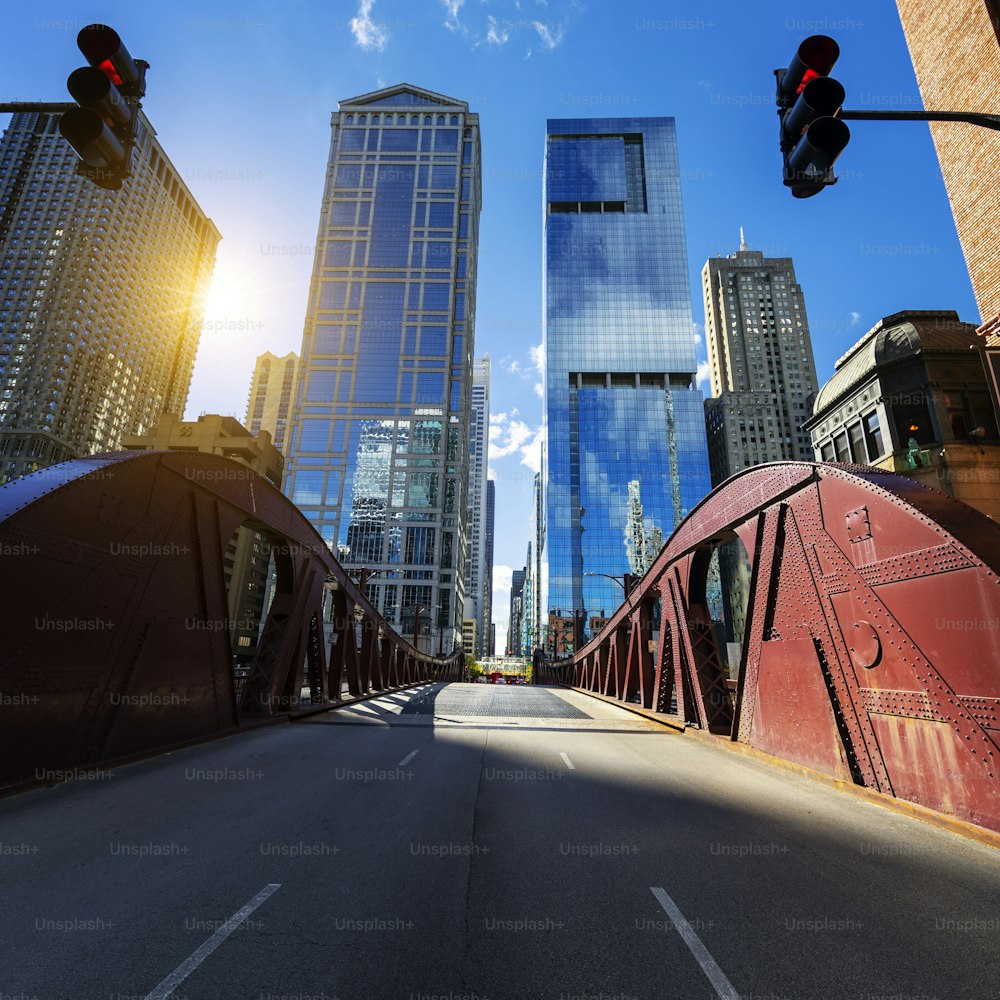 View of Chicago downtown bridge and buiding