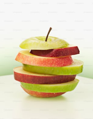 a stack of sliced apples sitting on top of each other