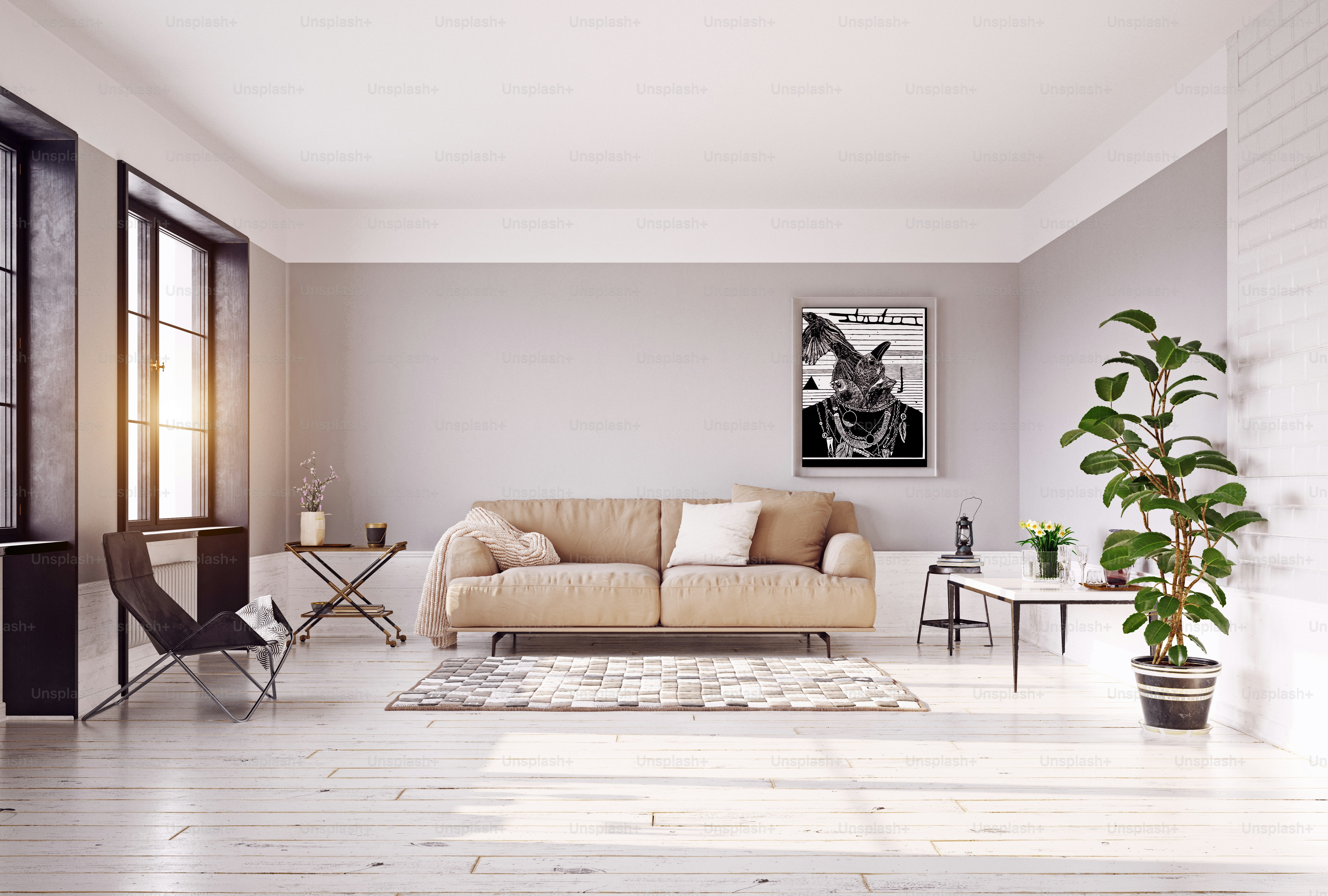 Intérieur du salon moderne. Concept de rendu 3D