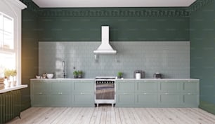 modern kitchen interior design. 3d rendering