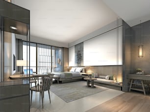 3d render modern cozy bedroom