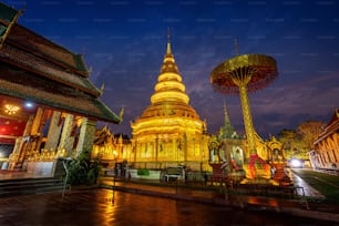 Wat Phra That Hariphunchai temple in Lamphun, Thailand.