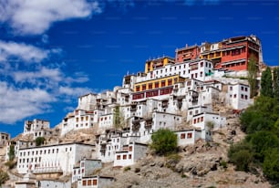 Thiksey gompa (Tibetan Buddhist monastery) in Himalayas. Ladakh, India