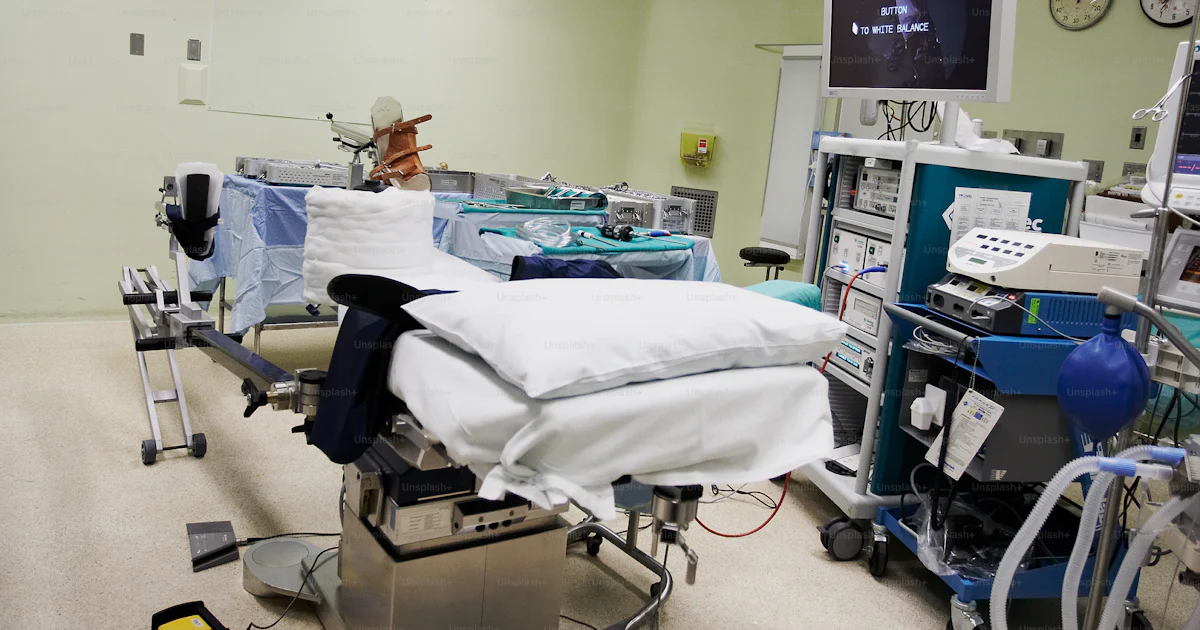 Une chambre d’hôpital avec du matériel médical et des lumières photo ...