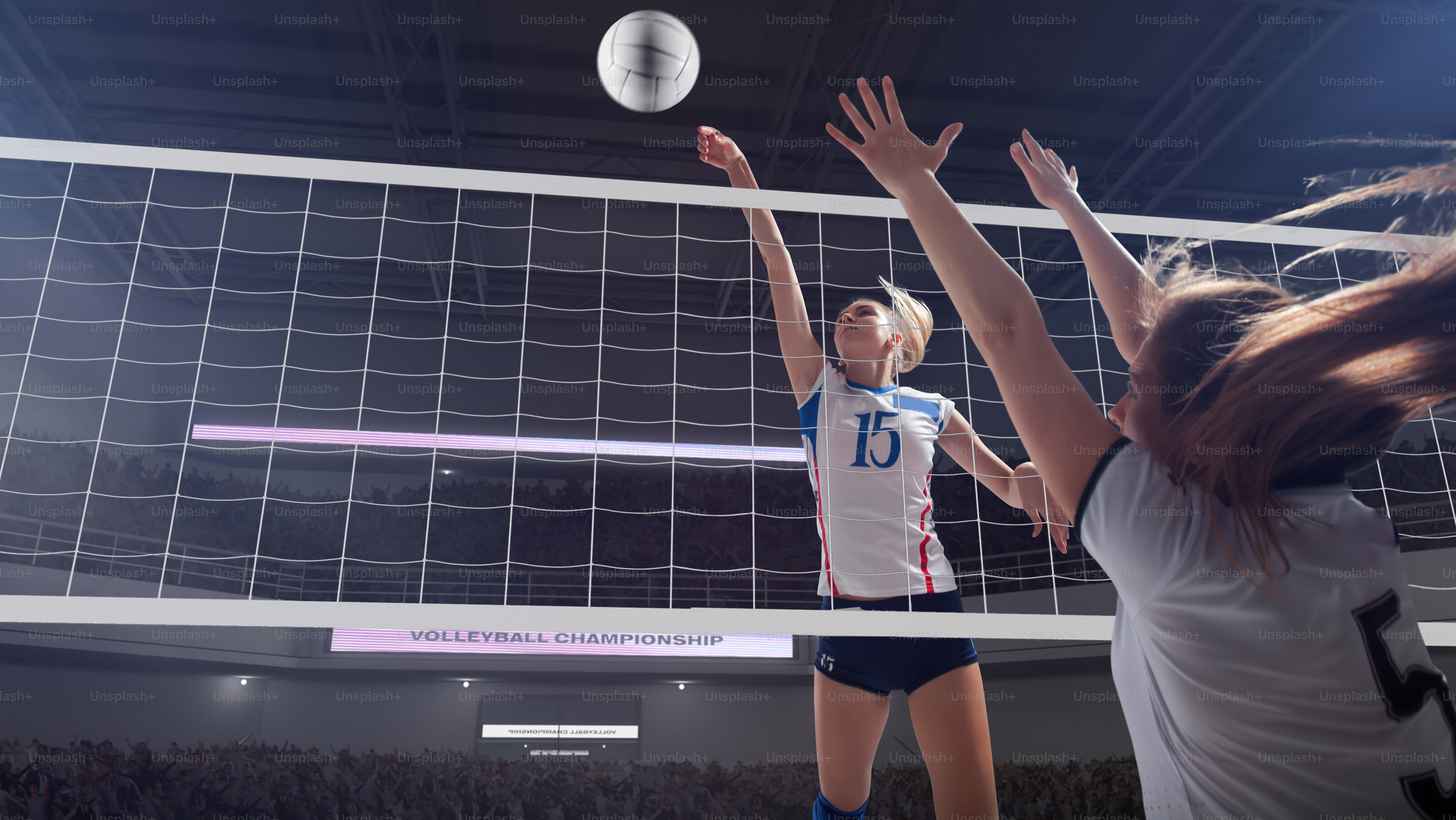 3 d スタジアムで活動中の女子プロ バレーボール選手。