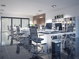 contemporary loft office interior. 3d rendering design concept