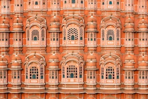 Famous Rajasthan Indian landmark - Hawa Mahal palace (Palace of the Winds) facade, Jaipur, Rajasthan, India