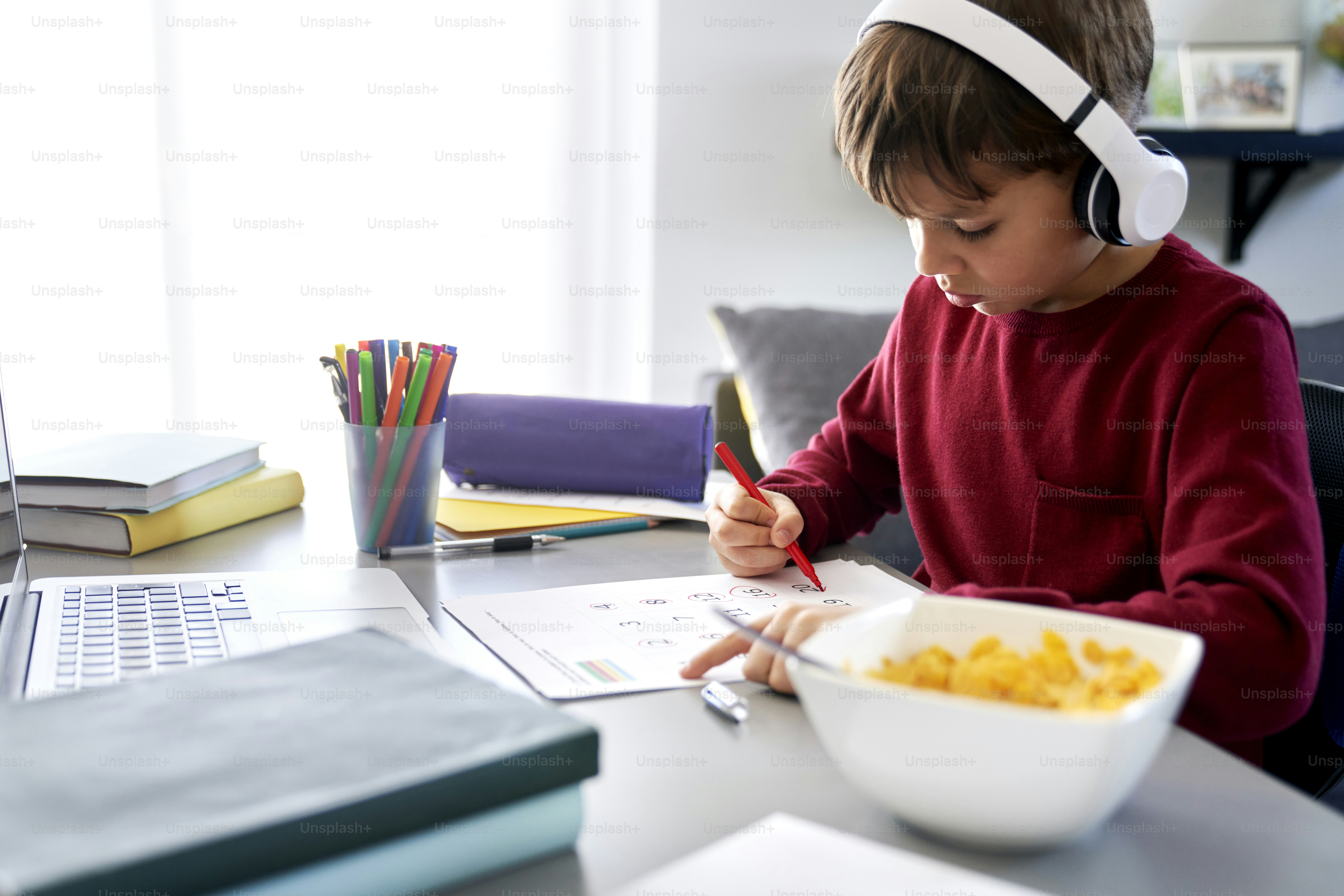 Boy having problems in finishing homework photo – Learning Image on ...