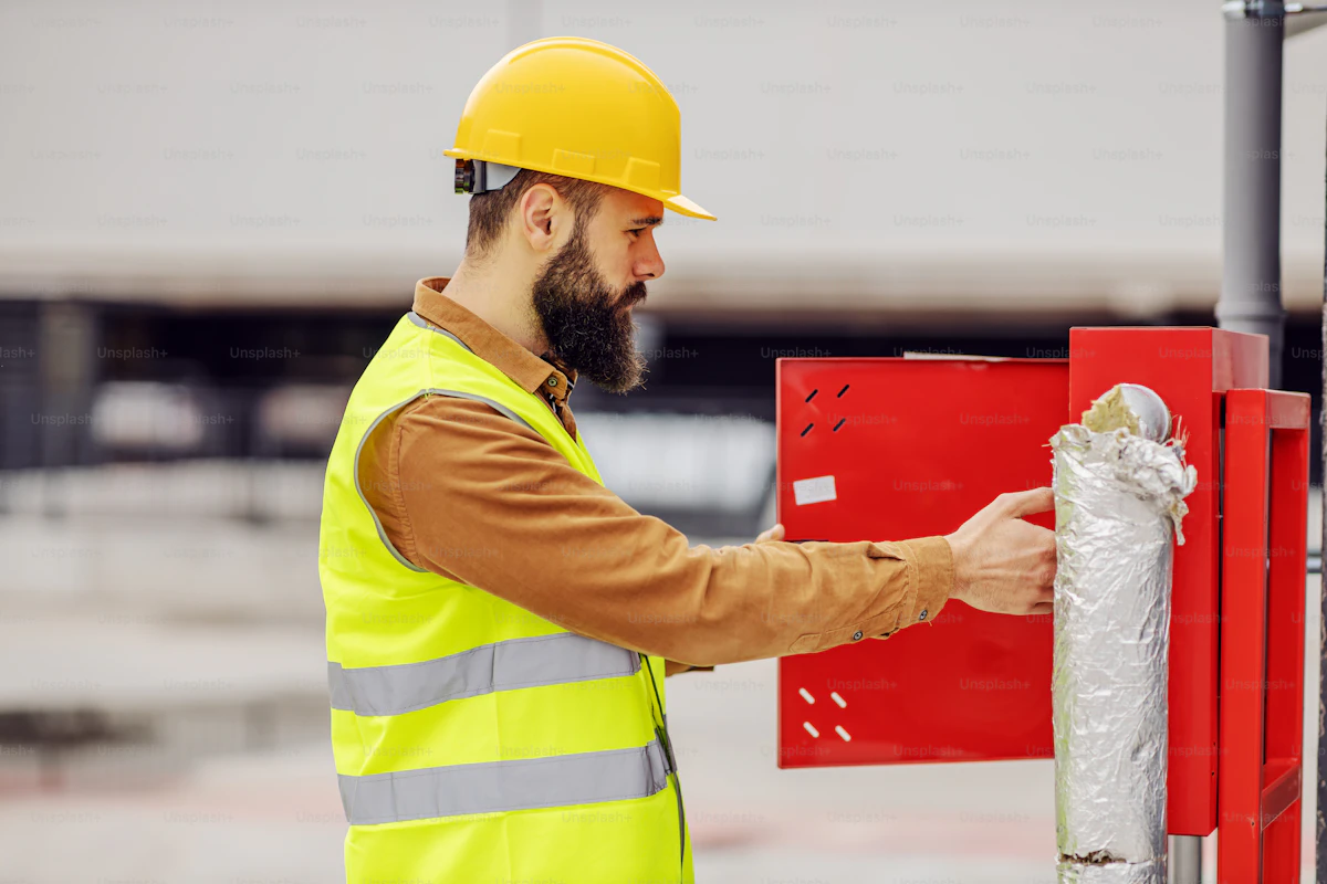 Électricien vérifiant le tableau électrique — disjoncteur qui saute