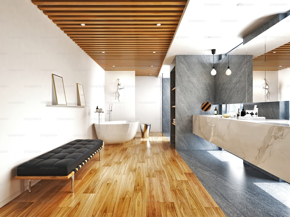 3D Render of Bathroom and Spa with Bathtub