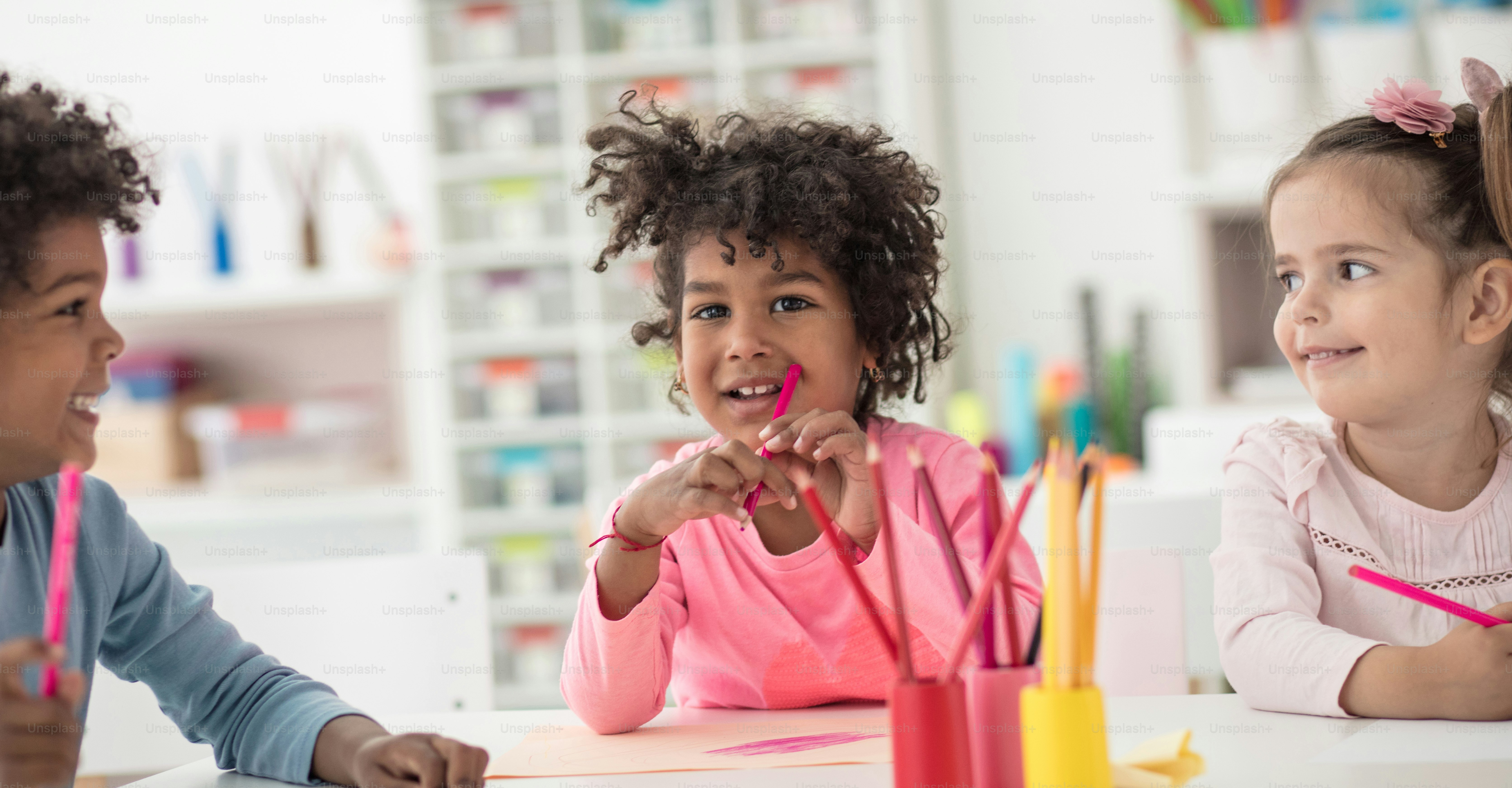 Share your ideas with one another. Children in preschool.