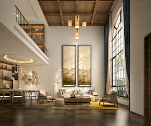 3D Render of House interior, Living room