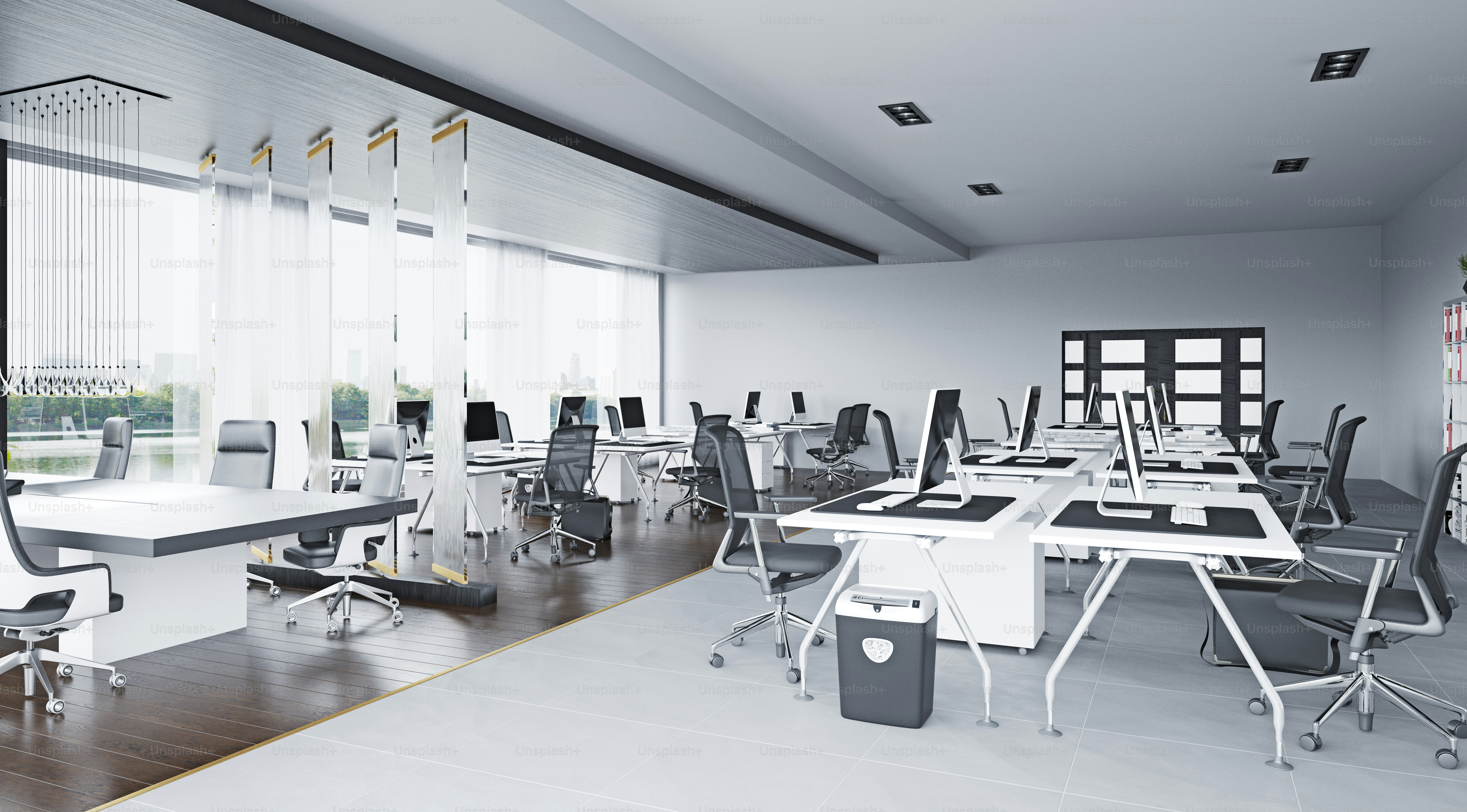 modern office interior design concept. 3d rendering idea