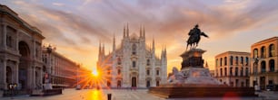 Duomo at sunrise, Milan, Europe.