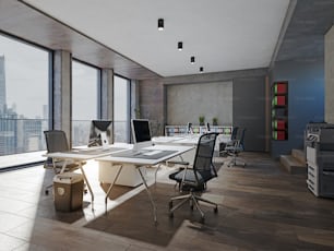 contemporary  office interior. 3d rendering design concept