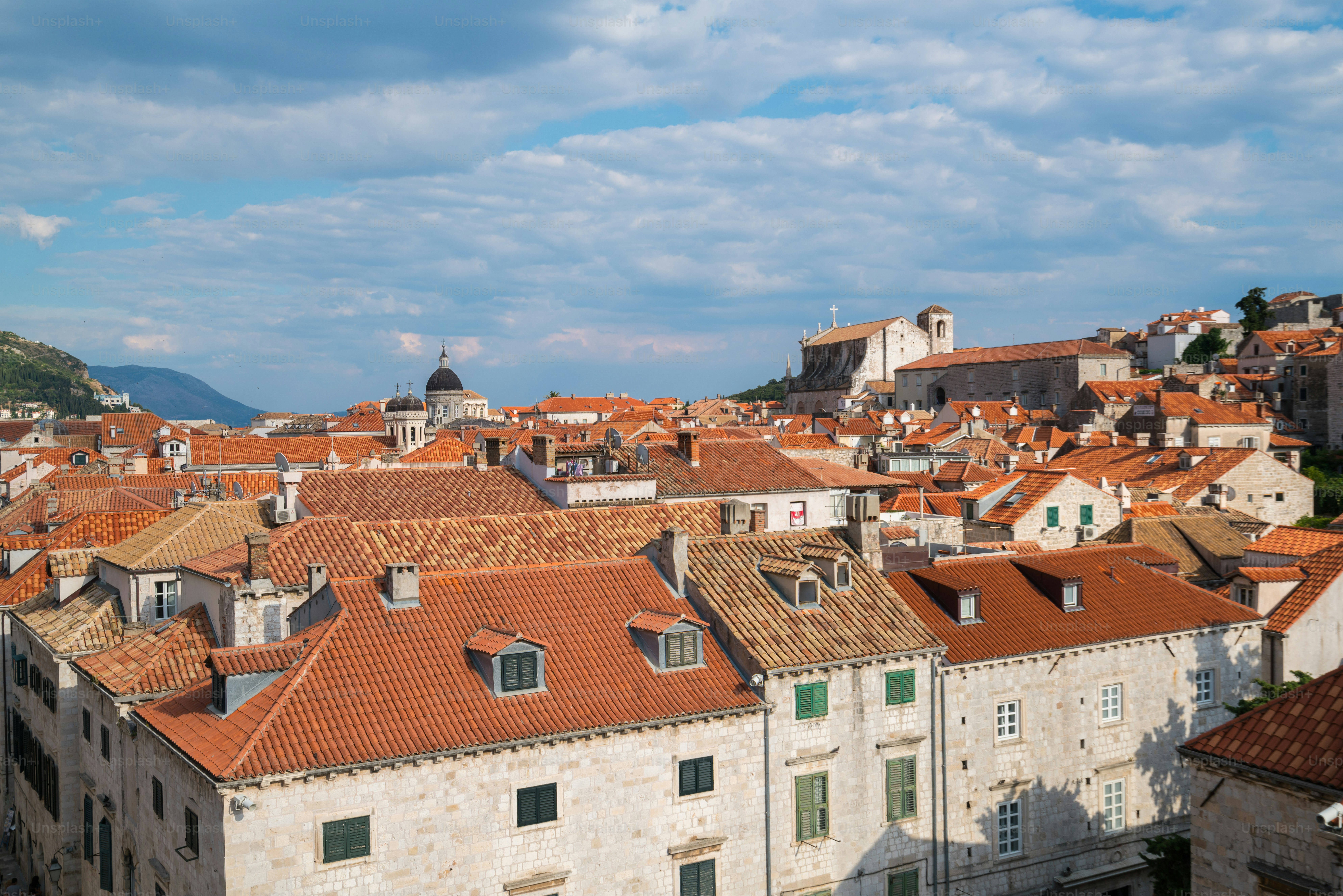 Panoramic view of Dubrovnik old town in Croatia - Prominent travel destination of Croatia. Dubrovnik old town was listed as UNESCO World Heritage Sites in 1979.