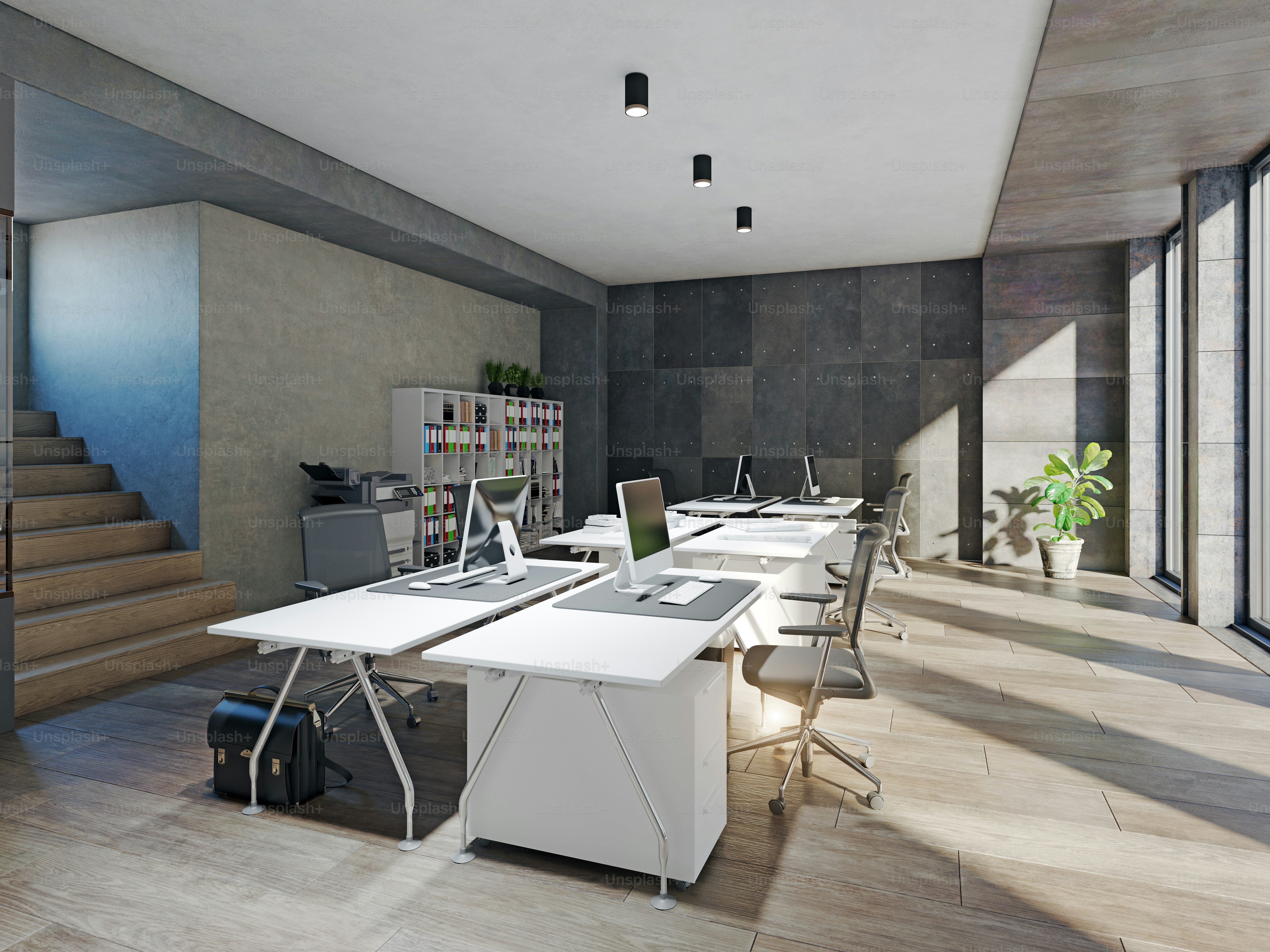 contemporary  office interior. 3d rendering design concept