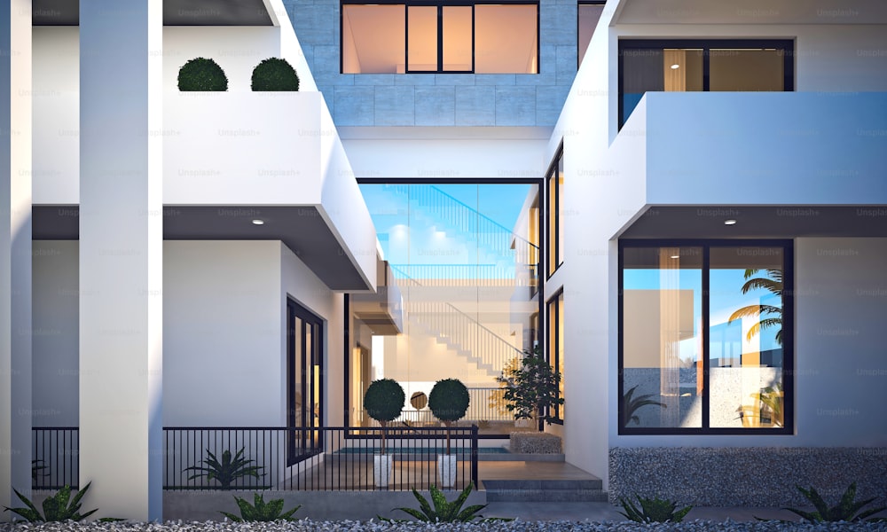 3d render of luxury villa house exterior view