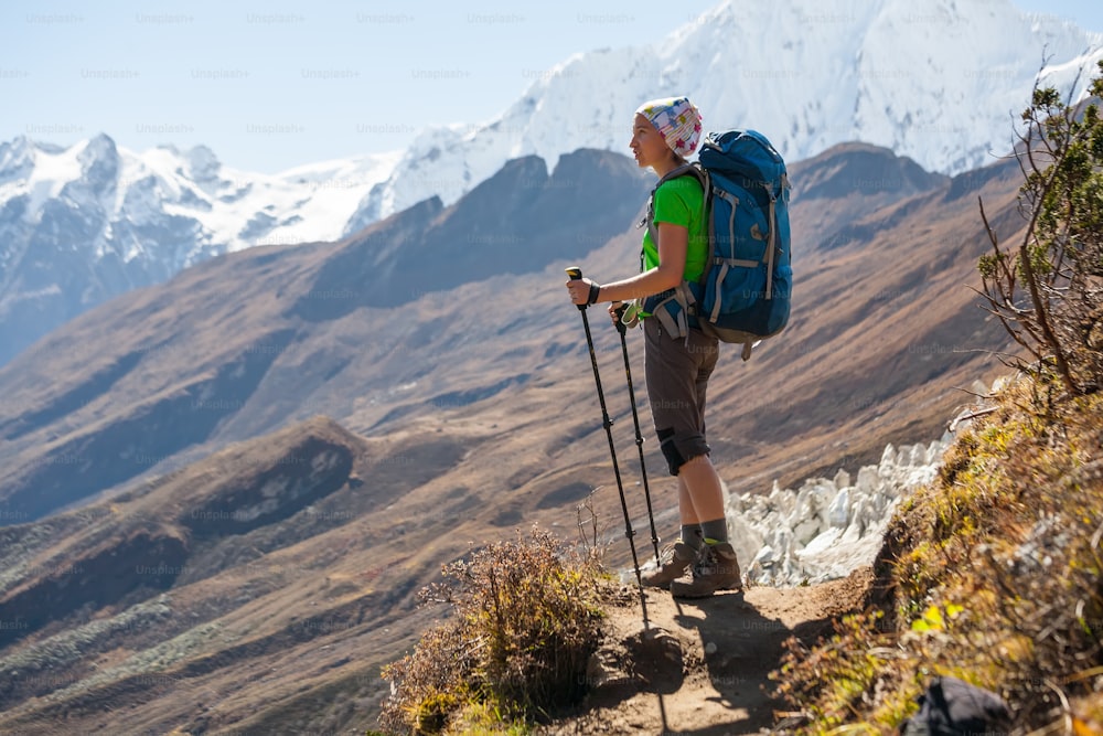 Trekker on Manaslu circuit trek in Nepal