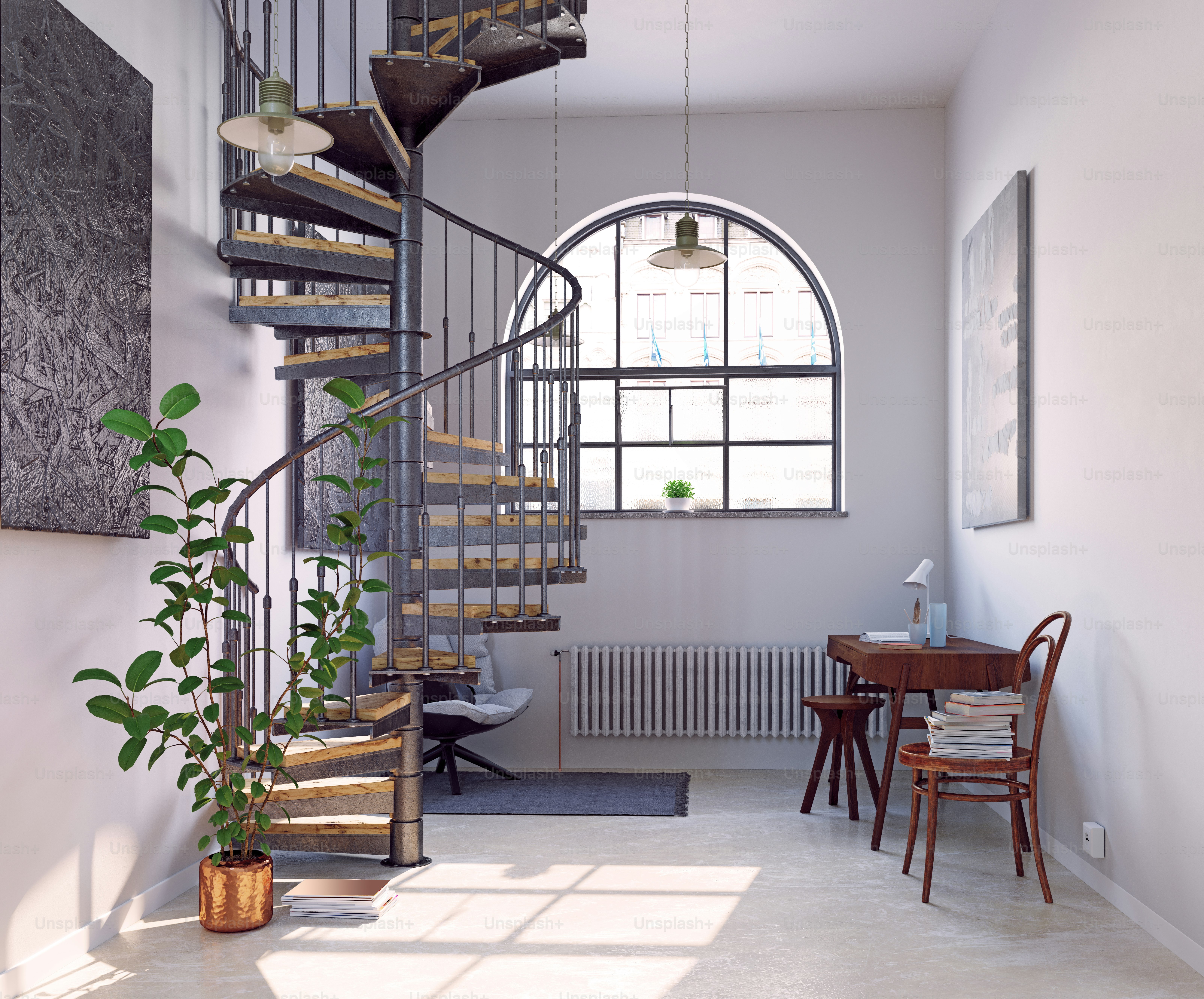 modern home office interior. 3d rendering