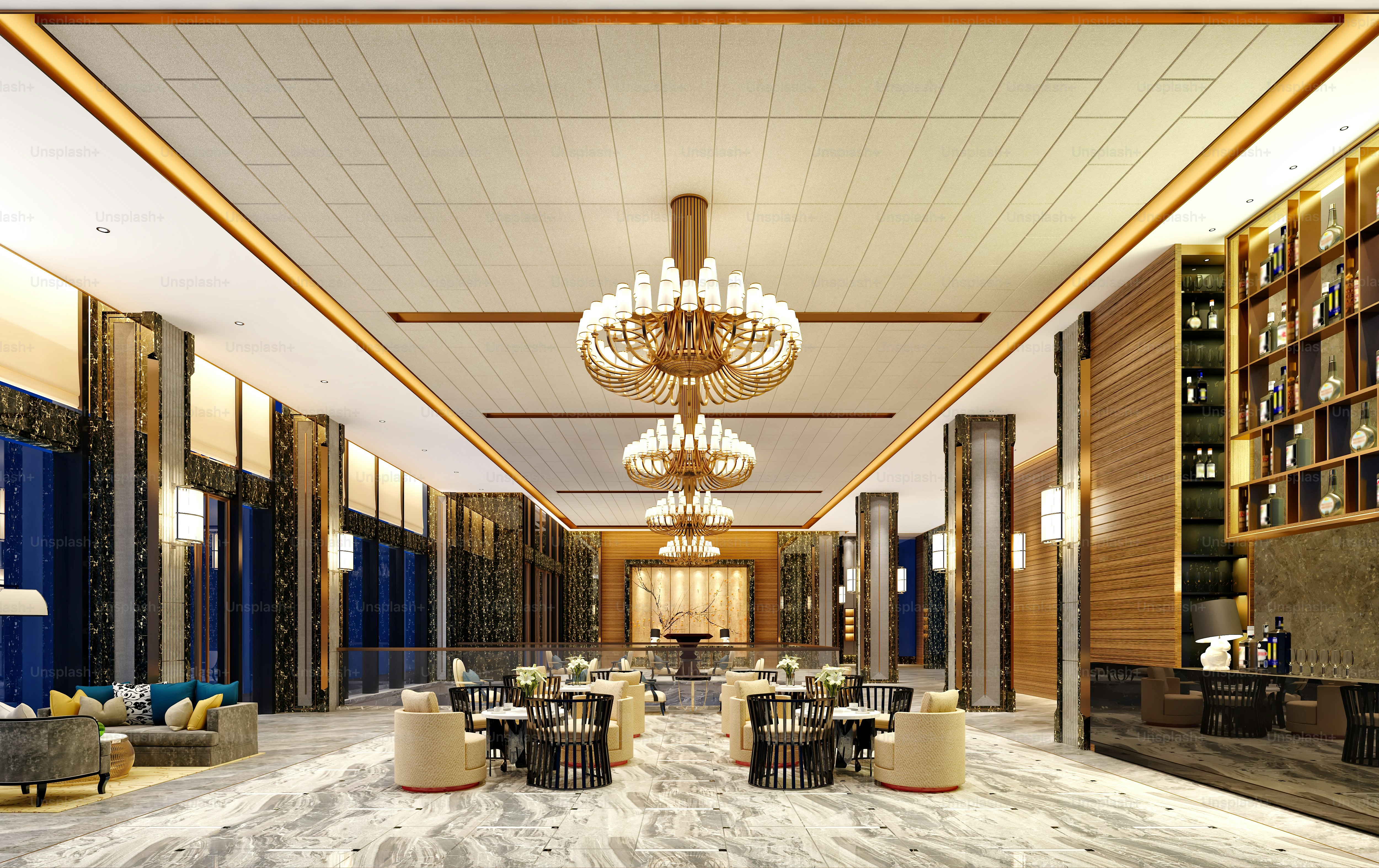 3D-Rendering der Luxushotellobby