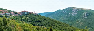 Old town of Labin on the top of the mountain in Istria, Croatia, Europe.