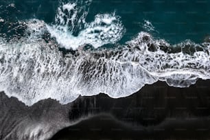 Aerial view of Black sand beach.