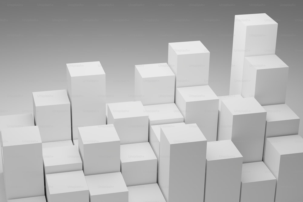 Renderizado 3D del fondo de los cubos. Bloques cuadrados geométricos sobre fondo blanco. Fondo abstracto futurista
