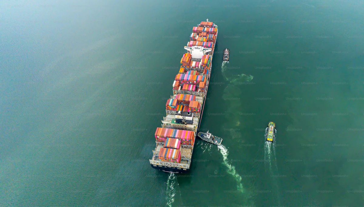 Aerial view of container terminal representing global partnership reach