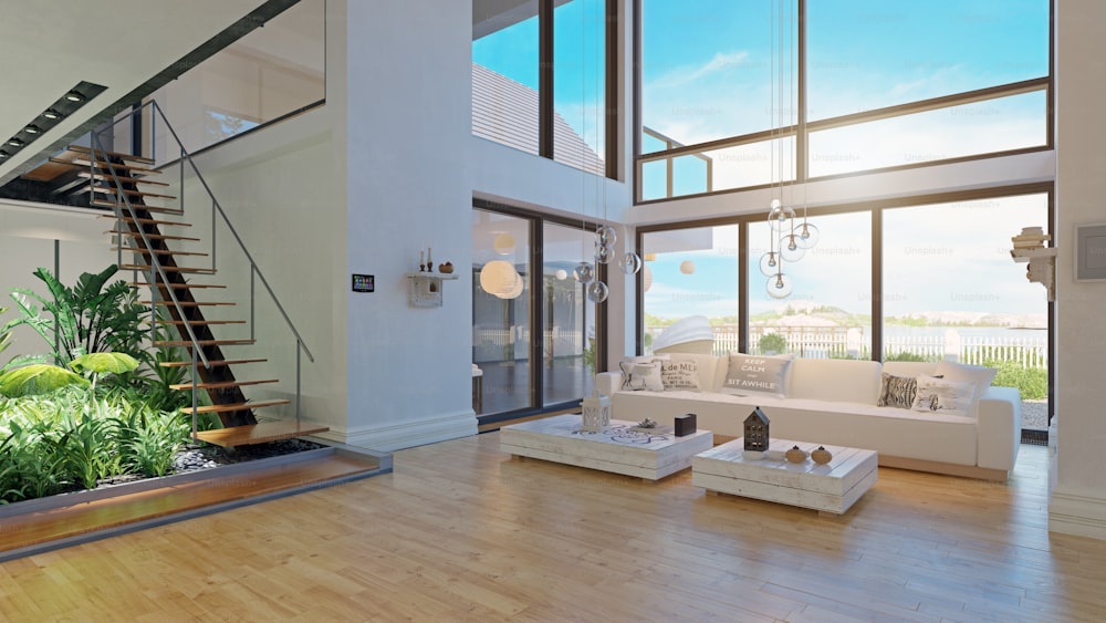 Modern house interior design. 3d rendering project photo – Flooring Image  on Unsplash