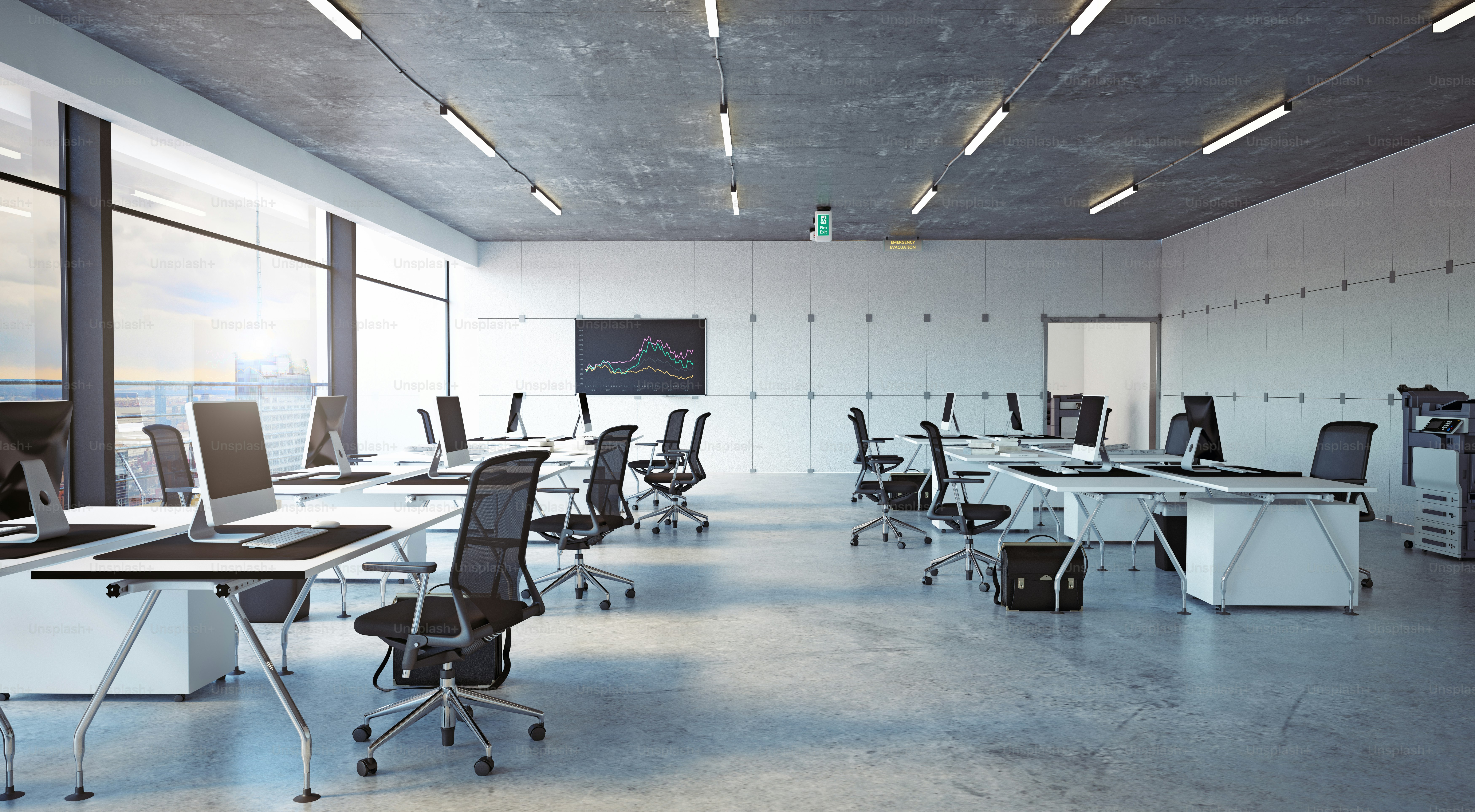 modern office interior, 3d rendering concept design
