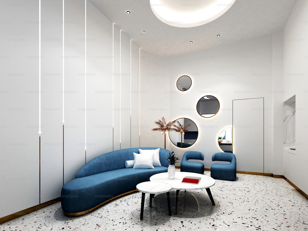 3d render of waiting space in beauty salon