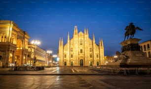 Duomo di Milano (Milan Cathedral) in Milan , Italy . Milan Cathedral is the largest church in Italy and the third largest in the world. It is the famous tourist attraction of Milan, Italy.