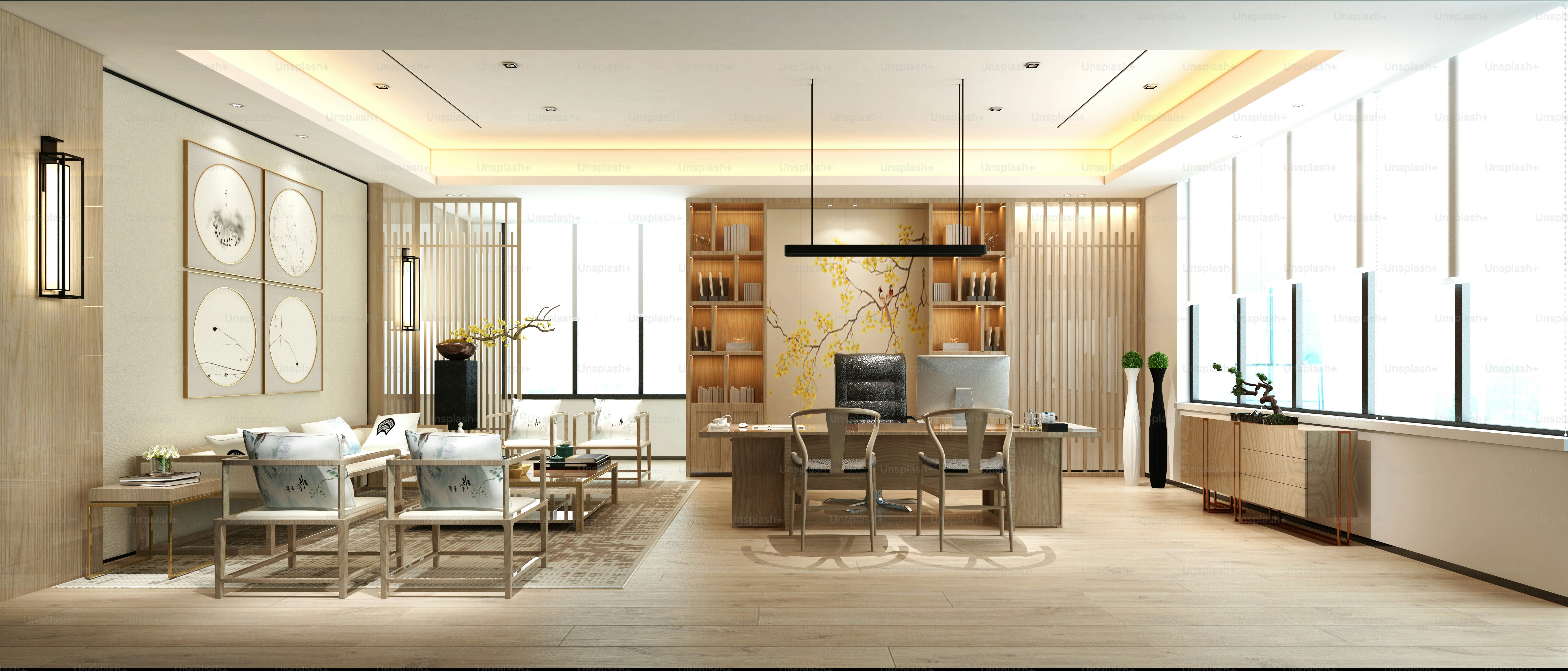 3d render of modern office, working space