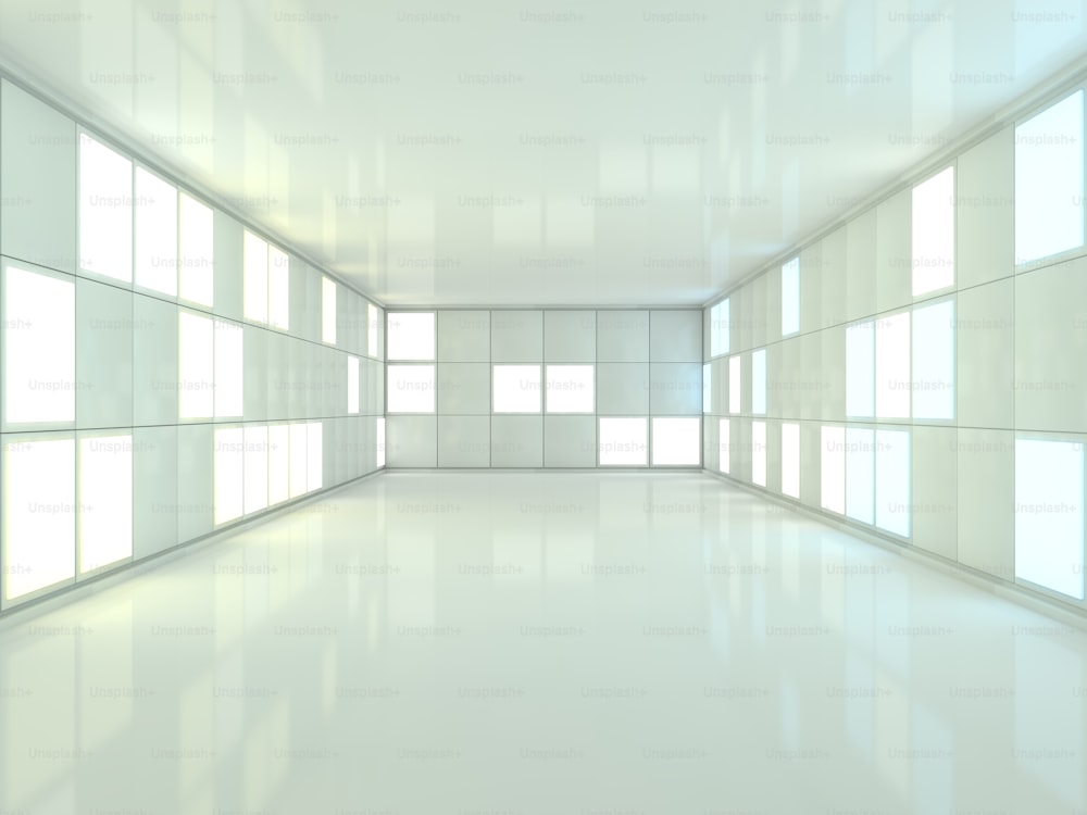 Abstract modern architecture background, empty open space interior. 3D rendering