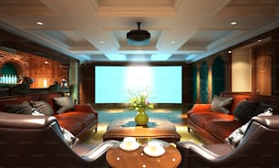 3d render home cinema room