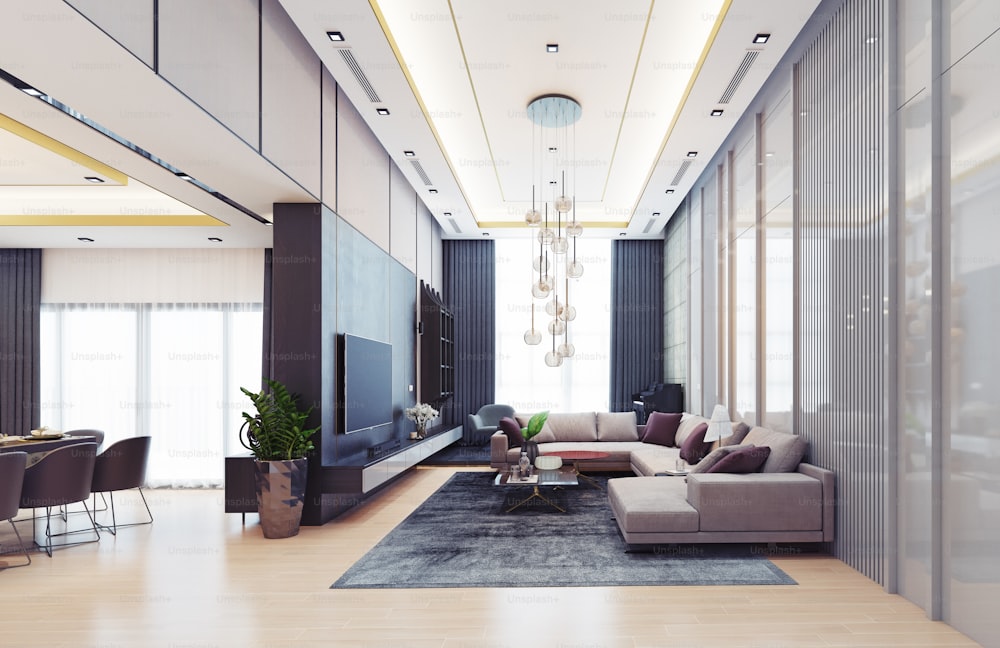 modern luxury interior design. 3d rendering concept