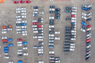 An aerial view of a new car parking area